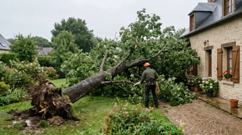 Arbre déraciné après une tempête